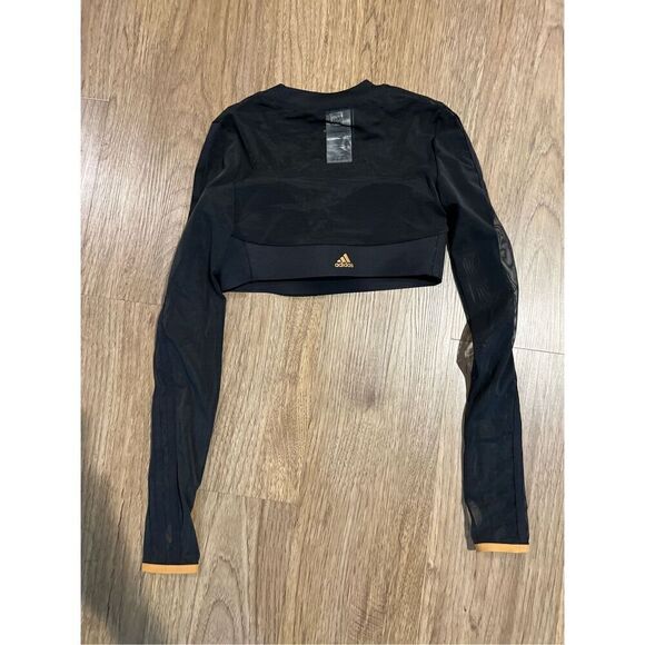 adidas Originals x IVY PARK Women's Black Long Sleeve Mesh Crop Top size S - Picture 9 of 9